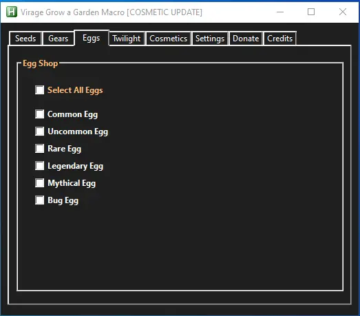 Egg Menu Interface