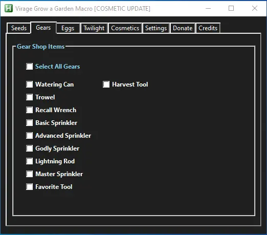 Gear Menu Interface