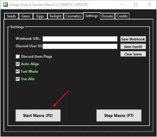 Start the button to run macro